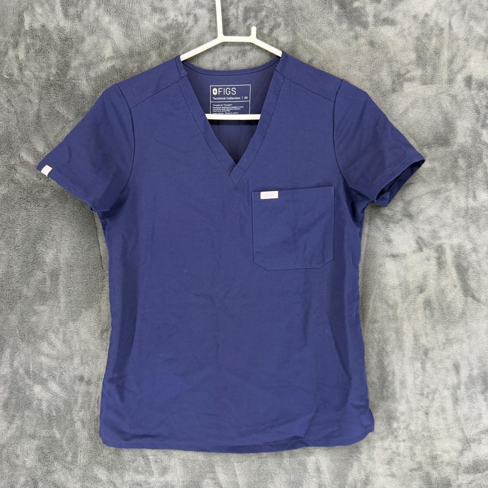 FIGS‎ Casma Scrub Top Navy Blue Technical Collection V-Neck XS FW1000